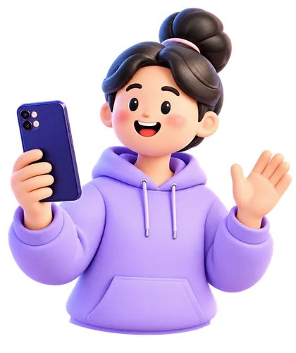 Tap App Link mascot holding a phone with creator stats